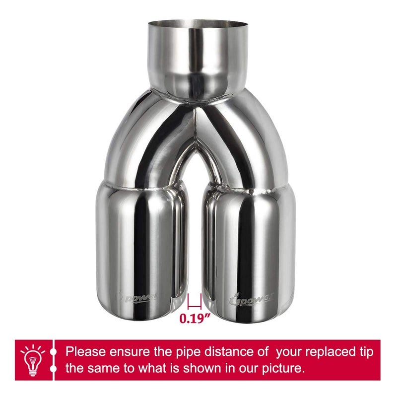 Upower Dual Exhaust Tip 3 Inch Inlet 3" outlet 9.5" Long Tail Pipe Double Wall Polished 304 Stainless Steel - Image 5